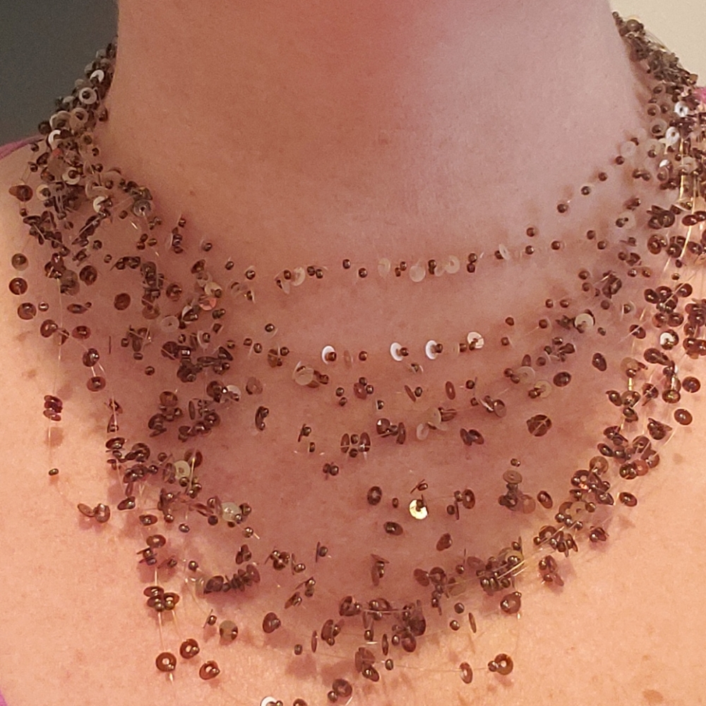 Sequin Necklace Copper and Brown Tones